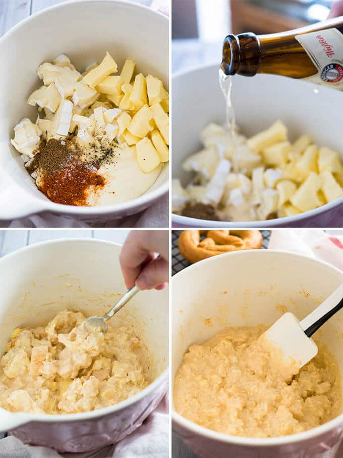 How to make Obatzda (German Beer Cheese Dip) Collage.